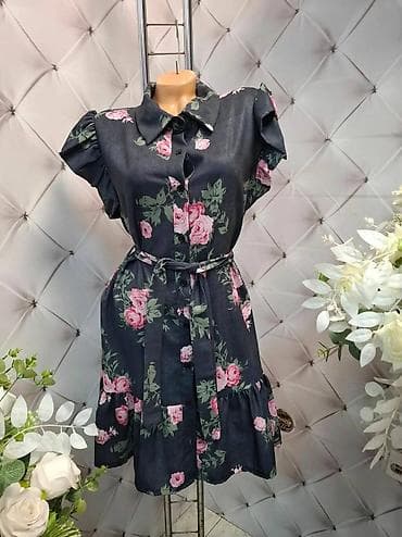 haljine bujanovac: Ženska košulja-haljina sa cvetnim printom - Materijal: lagani — 3