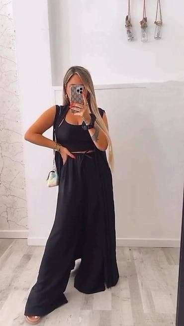 vitafon t: Komplet troslojni ženski set – prsluk + top + široke pantalone - Set — 2