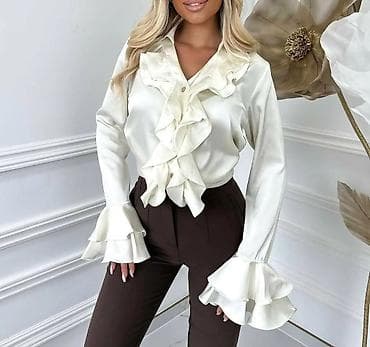 Men's Clothing: Ženska elegantna bluza sa volanima - Model: klasična košulja sa dugim — 6