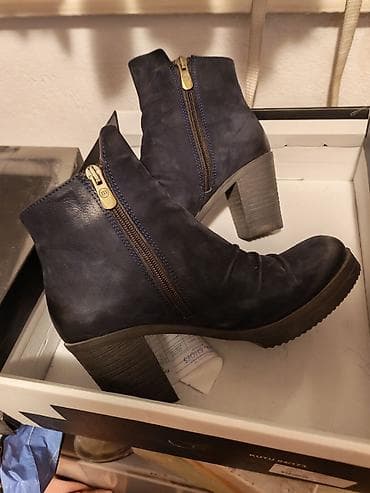 Ženske kožne gležnjače – tamnoplave - Materijal: prirodna koža