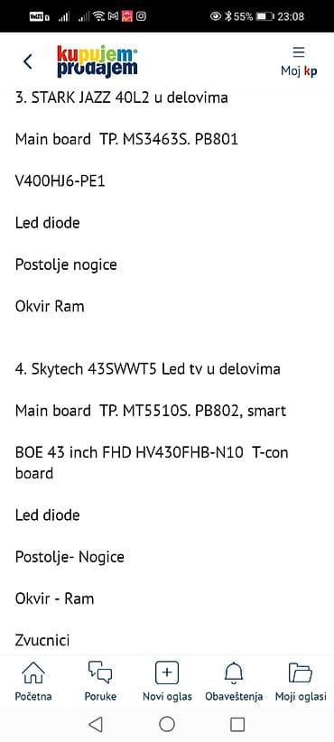 dozer za lekove: Delovi za TV uređaje – STARK JAZZ 40L2 i Skytech 43SWWT5 Raspoložive — 1