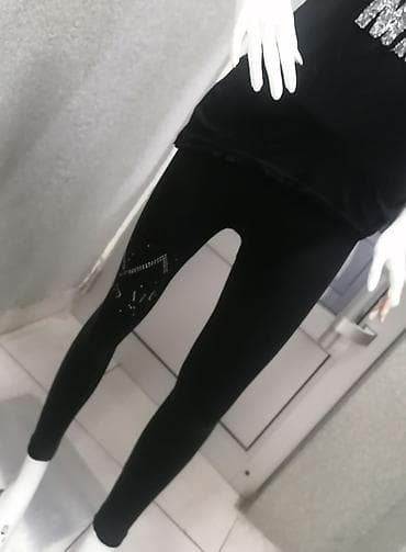 helanke nike pro: Crne ženske helanke sa ukrasnim kamenčićima - Boja: crna - Dizajn — 3