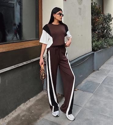 svecane pantalone zenske: 💫Zenski dvodelni komplet – majica i pantalone sa sportskim detaljima — 6