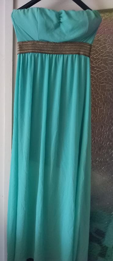 jasmil haljine: Dugačka strapless haljina u tirkiznoj boji - Kroj: maxi dužina — 2