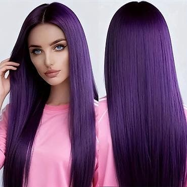 majice l: Duga ravna perika – tamnoljubičasta - Stil: ultra ravna, duga kosa do — 3