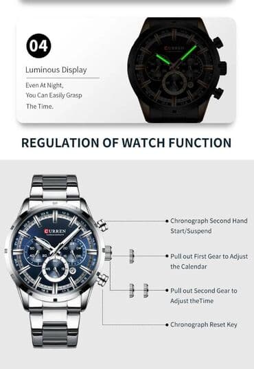 srebrna ogrlica sa krsticem: Classic watch, Curren, Male — 5