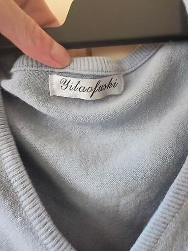 kardigani online: Ženski kardigan Yitaofushi – svetloplave boje - Model: klasični — 2