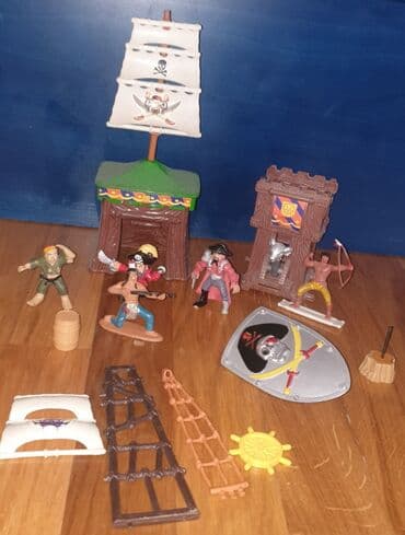 Gusari i indijanci set za igru, gusarski štit, 2 kucice zamak