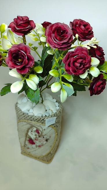 eksimor prekrivaci cena: Dekorativna aranžman vaza sa veštačkim cvećem - Kompozicija burgundi — 5