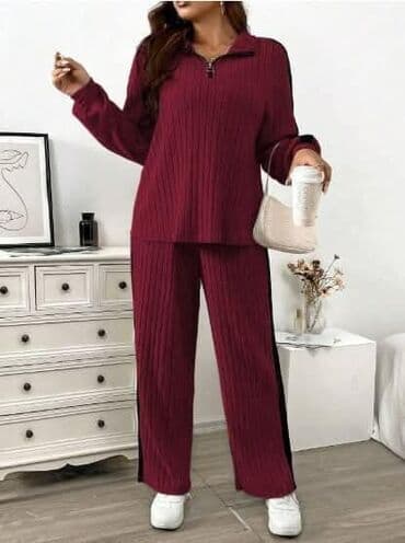 velike majice i trenerke za punije od xl do 8xl: Dvodelni ženski komplet trenerke, rebrasti duks sa rajsferšlusom i — 6