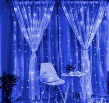 novogodišnje pahuljice: LED zavesa novogodisnje lampice 3x3 metra Boja: Plava Dostupne Boje — 1