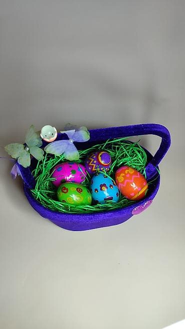 Rasveta: Uskršnja dekorativna korpica – ručni rad - Materijal: meka pliš/velur — 5