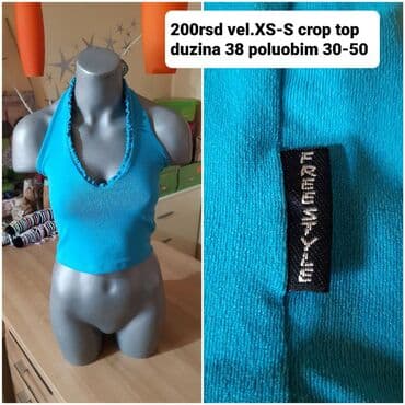 crop top h m: XS, Cotton, Single-colored, color - Blue — 1