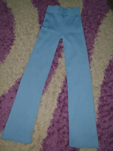 Tracksuit sets: Plave rebraste pantalone - Boja: svetloplava - Materijal: elastična — 1