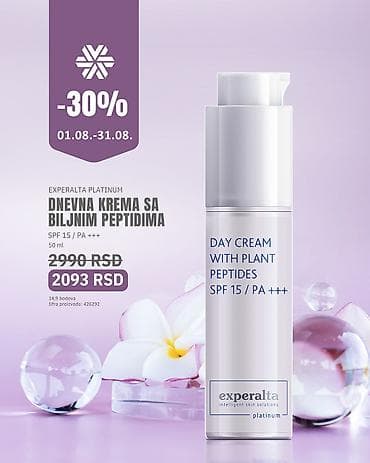 krema za koznu galanteriju: Experalta Platinum dnevna krema sa biljnim peptidima – SPF 15 / PA+++ — 1