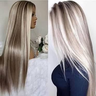 salonke crne: Perika – duga, ravna, balayage plavuša sa pramenovima - Stil: duga — 2