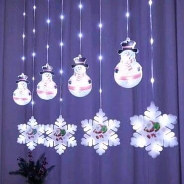 led dekoracija: Cena 2450 din Prelepa novogodisnja LED zavesa sa motivima Sneska — 1
