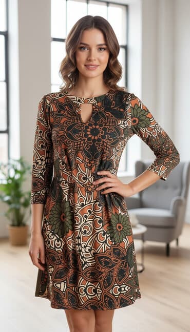 duge haljine dugih rukava: A-Dress L, bоја - Šareno, Drugi tip rukava — 1