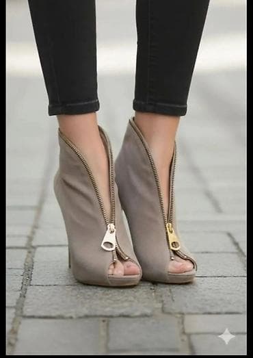 Loafers: Ženske modne cipele/ankle čizme sa otvorenim prstima i visokim — 1