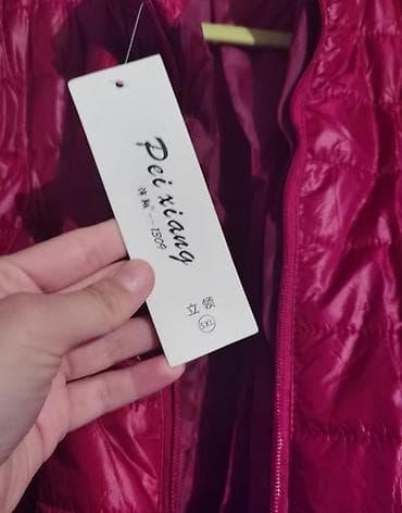 palm angels jakna: Ženska lagana puf jakna – bordo/crvena, SA ETIKETOM - Kroj: ravna — 5