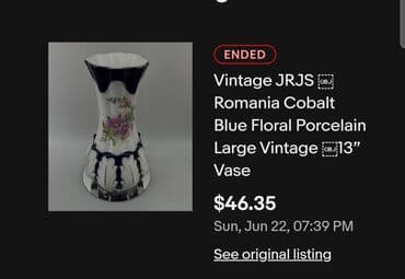 swarovski kristal cena: Vaza Cluj Napoca porcelan,kobalt rucno oslikana iz 70ih. Vaza je — 2