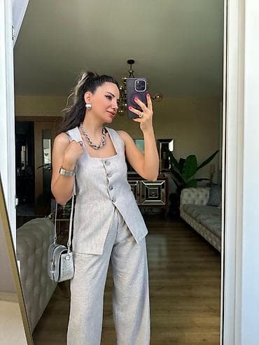 🔥Dvodelni komplet bez rukava – prsluk i pantalone širokih nogavica