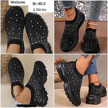 torbe za plažu new yorker: Mrežaste ženske patike – slip-on model - Boje: bela i crna - Ukras — 6