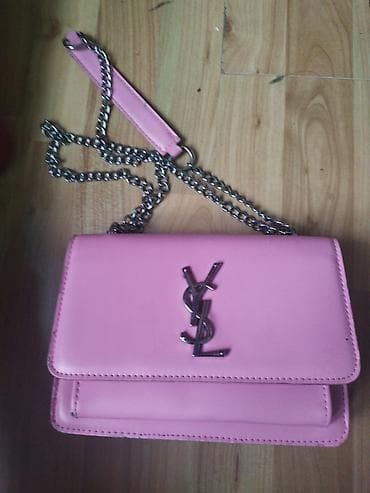 aksesoari za kosu: Ružičasta torbica preko ramena sa lancem - Materijal: glatka eko-koža — 1