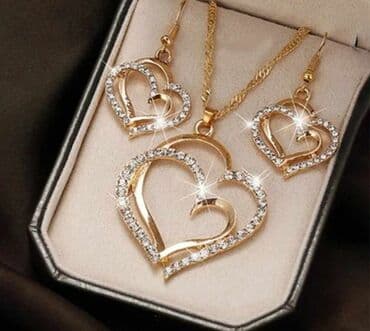 srebrne ogrlice sa cirkonima: Set: Earrings, Necklace — 1