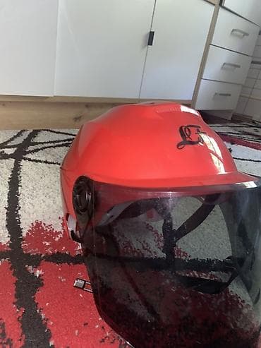 tekstil kosjeric: Zaštitna kaciga sa vizirom, u upadljivoj crveno-narandžastoj boji sa — 7