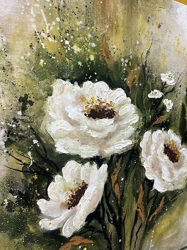 Storage boxes: Ručno rađena akrilna slika na platnu – floralni motiv - Dimenzija — 2