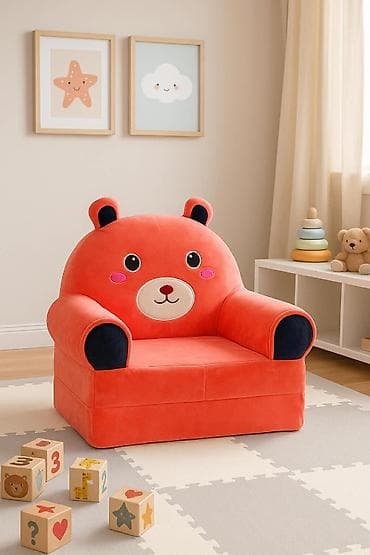 Foteljica za decu Pink Bear – plišana rasklopiva foteljica/ležaj