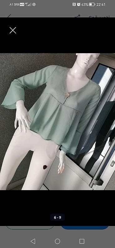 Haljine: Ženska bluza u nežno mentol zelenoj boji. - Kroj: A-linija, blago — 4