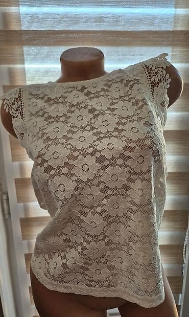 Kupaći kostimi: Ženska čipkana bluzica bez rukava – bela - Materijal: fina bela čipka — 5