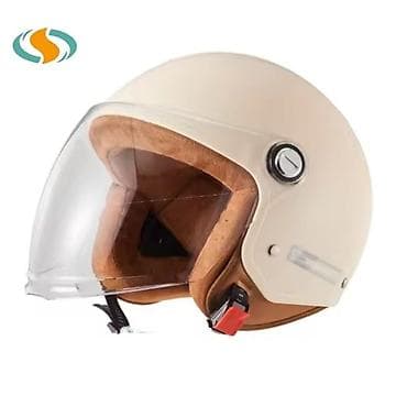 konjska kola: Otvorena (jet) moto kaciga u retro stilu - Spoljašnja školjka u krem — 1