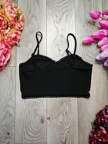 crop top c a: M (EU 38), Polyester, Floral, color - Black — 3