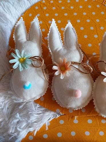 prstenčići za salvete: Uskršnji set dekoracija od filca – ručni rad- prstencici sa zekom. - — 3