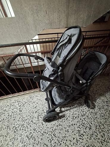 polovna kolica: Duple dečija kolica – siva, za dvoje dece (blizance ili dete — 2