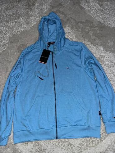 Sweatshirt, XL (EU 54), Tommy Hilfiger, color - Light blue, With a hood