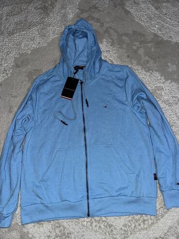 3 decembar duks: Sweatshirt, XL (EU 54), Tommy Hilfiger, color - Light blue, With a hood — 1