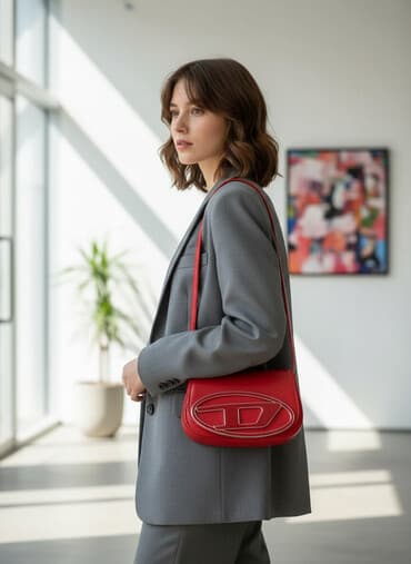 bordo ženske torbe: Torba za rame, Diesel, Materijal: Veštačka koža — 2