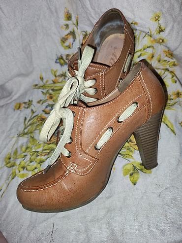 patike za boks cena: Ženske kožne cipele na štiklu sa pertlama - Model: salonke/oksford — 2