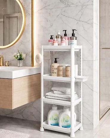 nameštaj m: Višenamenska uska polica za kupatilo – 4 nivoa - Materijal: plastika — 1