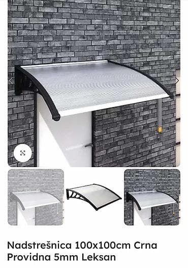 Nadstrešnica 100x100cm Crna Providna 5mm Leksan PVC Nadstrešnica