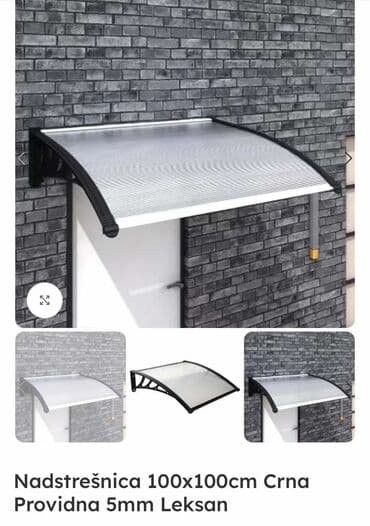 paviljon forma ideale: Nadstrešnica 100x100cm Crna Providna 5mm Leksan PVC Nadstrešnica — 1
