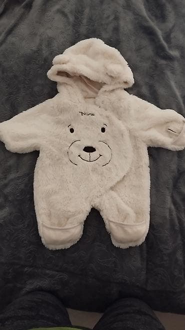 Bebi zimski kombinezon sa kapuljačom – plišani - Boja: krem/bela -