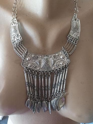 yamaha privezak: Etno statement ogrlica – srebrni ton - Masivna ogrlica inspirisana — 2