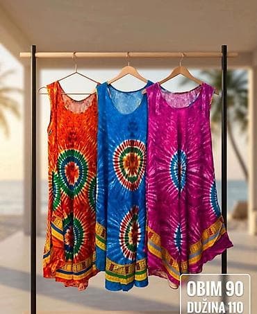 Letnje haljine bez rukava sa tie-dye printom u živim
