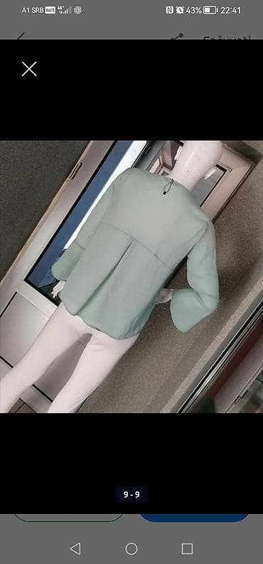 Haljine: Ženska bluza u nežno mentol zelenoj boji. - Kroj: A-linija, blago — 2