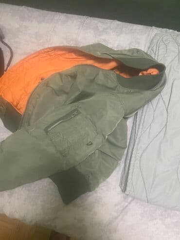 vuneni prsluci sa zlatibora: Zelena bomber jakna sa narandžastom postavom (reverzibilni stil) — 2